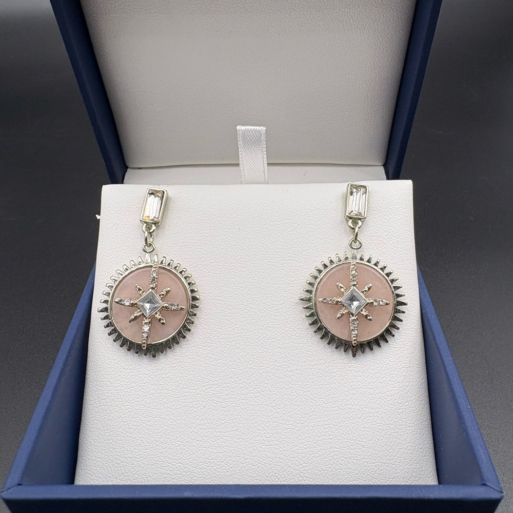Silver and Pink Starburst Earrings